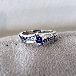 18k White Gold Filled Sapphire Journey Love Ring Size 7